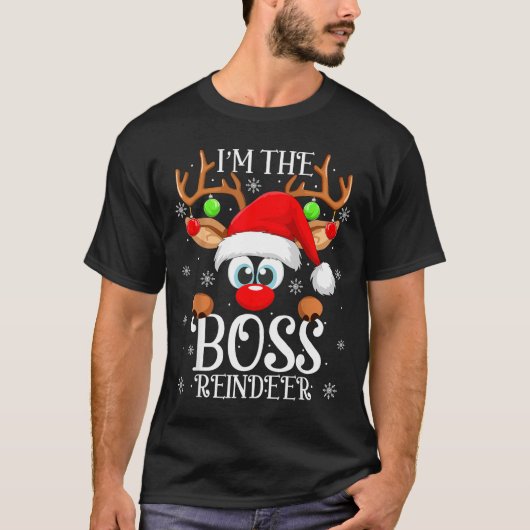 Boss Reindeer Christmas Family Matching Group Funn T-Shirt (Vorderseite)