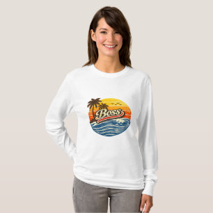 Boss Retro Sonnenuntergang Design T-Shirt