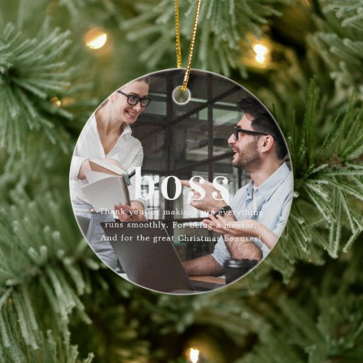 Boss | Sentimental Foto Keepake Weihnachten Keramik Ornament (Baum)