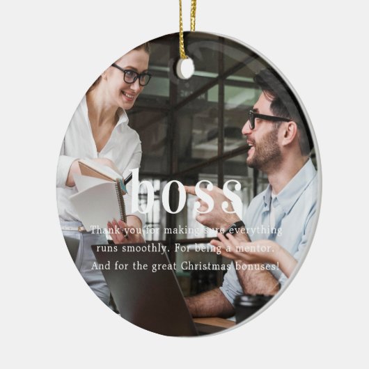Boss | Sentimental Foto Keepake Weihnachten Keramik Ornament (Links)