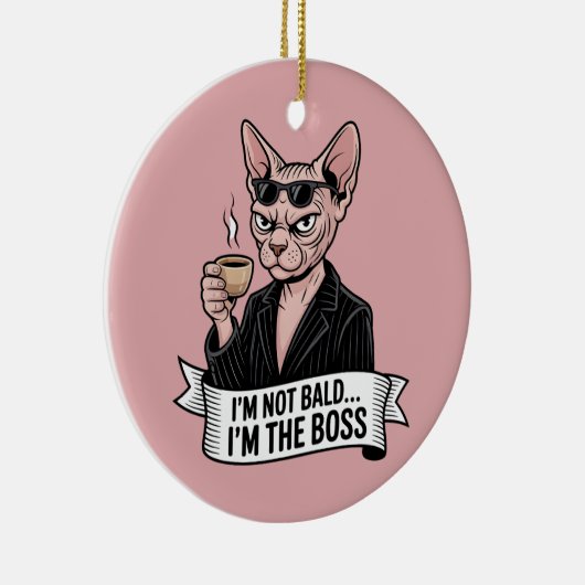 Boss Sphynx Cat Coffee Artwork Keramik Ornament (Rechts)
