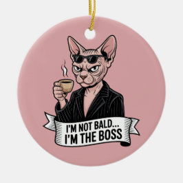 Boss Sphynx Cat Coffee Artwork Keramik Ornament
