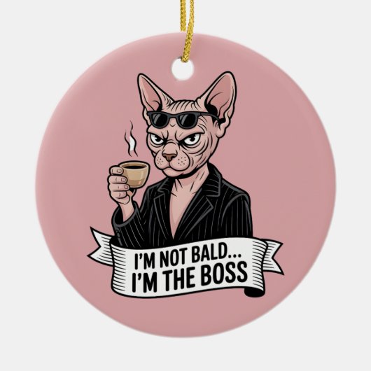 Boss Sphynx Cat Coffee Artwork Keramik Ornament (Vorne)