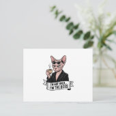 Boss Sphynx-Katze Coffee-Kunst Postkarte (Stehend Vorderseite)