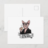 Boss Sphynx-Katze Coffee-Kunst Postkarte (Vorne/Hinten)