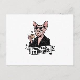 Boss Sphynx-Katze Coffee-Kunst Postkarte