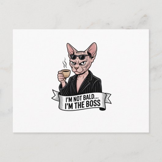 Boss Sphynx-Katze Coffee-Kunst Postkarte (Vorderseite)