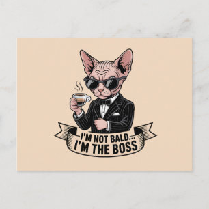 Boss Sphynx-Katze Kaffee Illustration Feiertagspostkarte