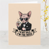 Boss Sphynx-Katze Kaffee Illustration Karte (Gelbe Blume)