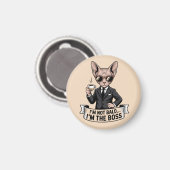 Boss Sphynx-Katze Kaffee Illustration Magnet (Vorderseite/Rückseite)