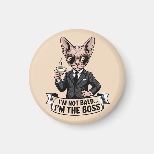 Boss Sphynx-Katze Kaffee Illustration Magnet (Vorne)