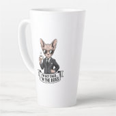 Boss Sphynx-Katze Kaffee-Illustration Milchtasse (Linke Ecke)