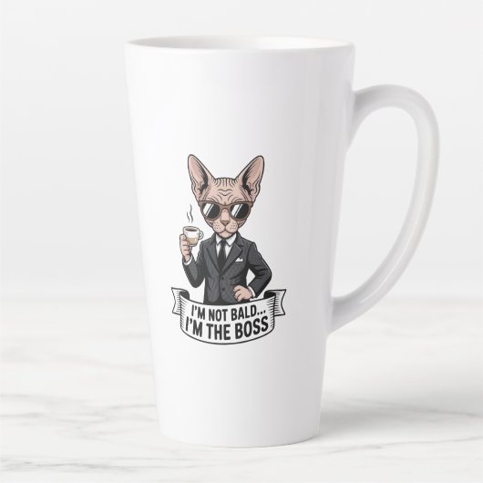 Boss Sphynx-Katze Kaffee-Illustration Milchtasse (Rechts)