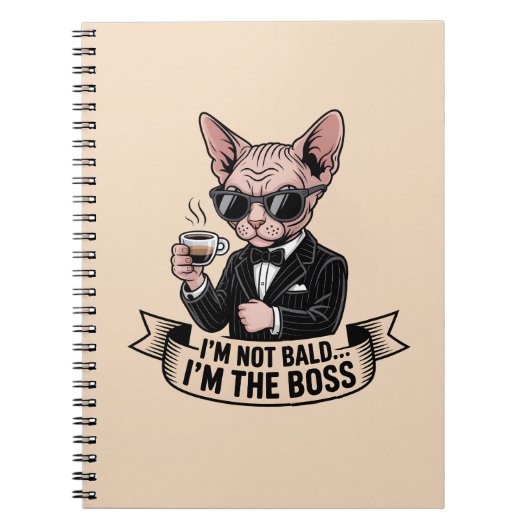 Boss Sphynx-Katze Kaffee Illustration Notizblock (Vorderseite)