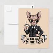 Boss Sphynx-Katze Kaffee Illustration Postkarte (Vorne/Hinten)