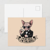 Boss Sphynx-Katze Kaffee Illustration Postkarte (Vorne/Hinten)