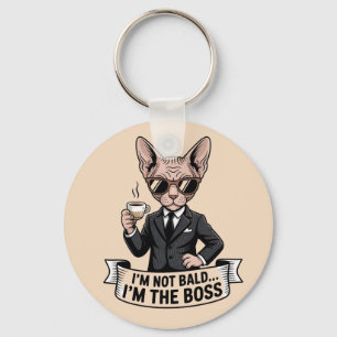 Boss Sphynx-Katze Kaffee-Illustration Schlüsselanhänger