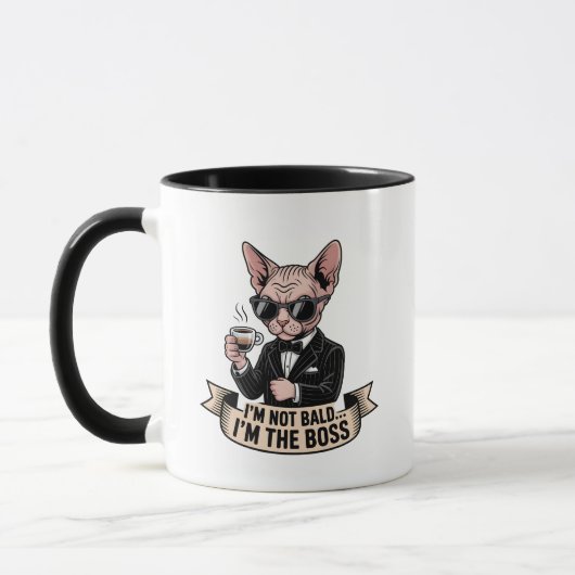 Boss Sphynx-Katze Kaffee Illustration Tasse (Links)