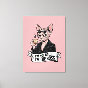Boss Sphynx-Katze Kaffee Kunstwerk Leinwanddruck