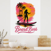 Boss SUP Girl Retro Sunset Poster (Küche)