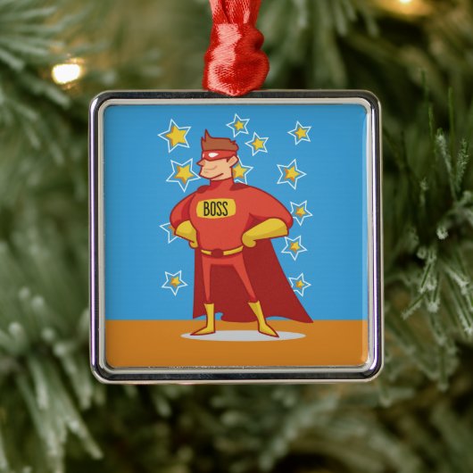 Boss Superhero am Vatertag Ornament Aus Metall (Baum)