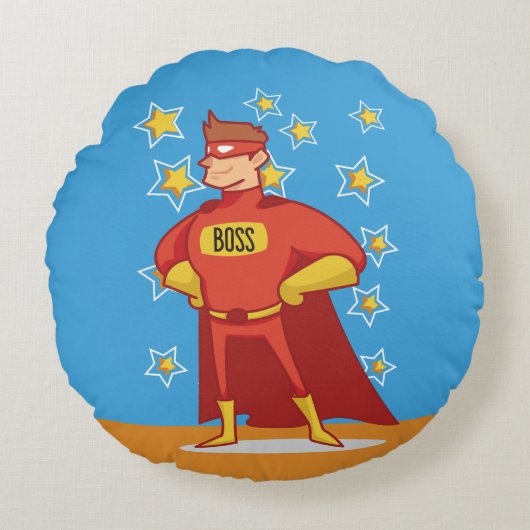 Boss Superhero am Vatertag Rundes Kissen (Vorderseite)