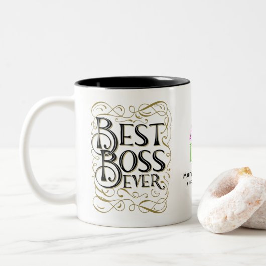 BOSS-TASSE - DANK IHNEN, DASS SIE den besten Boss Zweifarbige Tasse (Mit Donut)