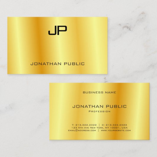 Boss Template Eleganter Glamour Faux Gold Moderne Visitenkarte (Vorne/Hinten)