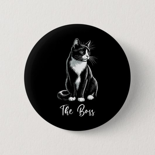 Boss Tuxedo Cat Lover Kitten Tuxedo Cat Eigentümer Button (Vorderseite)