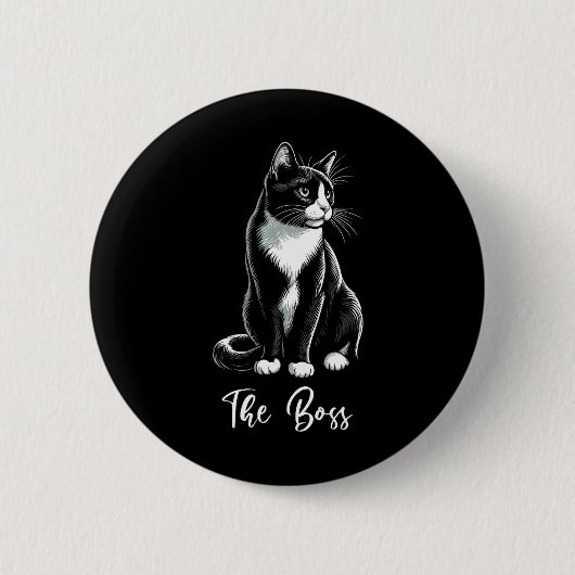 Boss Tuxedo Cat Lover Kitten Tuxedo Cat Eigentümer Button (Vorderseite)