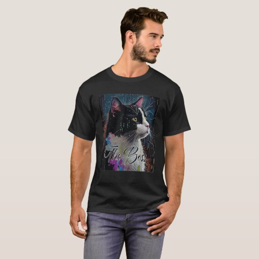 Boss Tuxedo Cat Lovers Funny T-Shirt für Mama Vate (Vorne ganz)