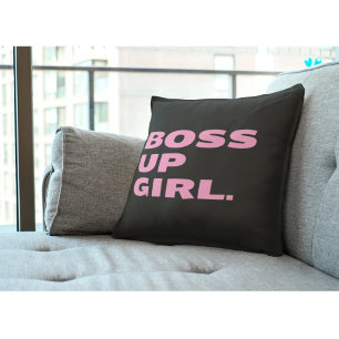 Boss up Girl Throw Kissen - Schwarz