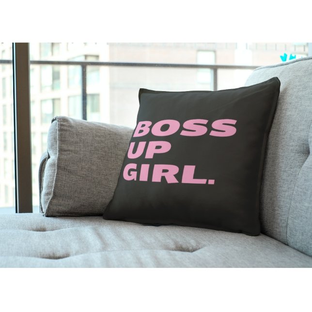 Boss up Girl Throw Kissen - Schwarz (Von Creator hochgeladen)