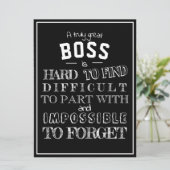 Boss verlassend Dankeschön für ihn Karte (Stehend Vorderseite)