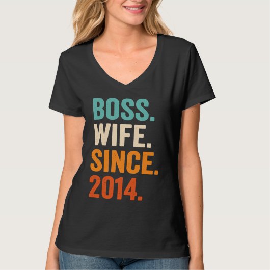 Boss Wife Since 2014 9th wedding anniversary T-Shirt (Vorderseite)