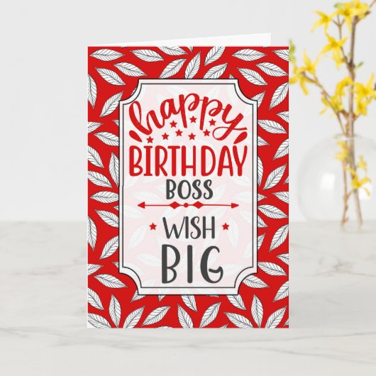 Boss Wish Big Red Botanical Typography Birthday Karte (Gelbe Blume)