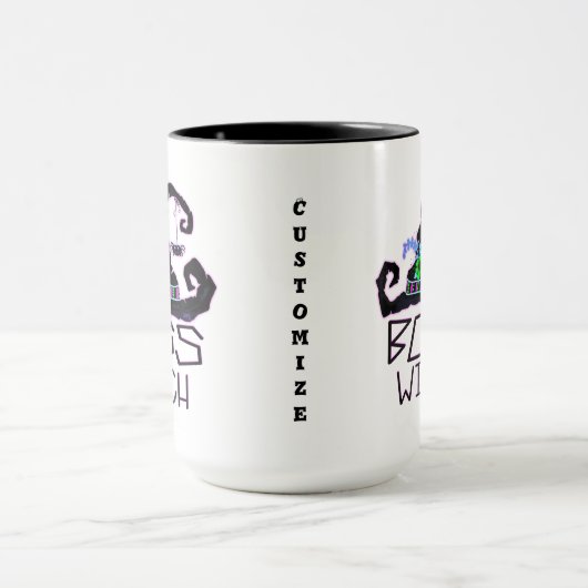 Boss Witch Funny Hat individualisierbares Hallowee Tasse (Zentrum)