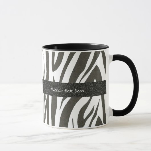 Boss: "World's Best Boss" Zebra Stripes Tasse (Rechts)