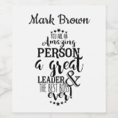 Boss Zitat Bewertung Spaß Weinkennzeichen Weinetikett (Einzelnes Label)