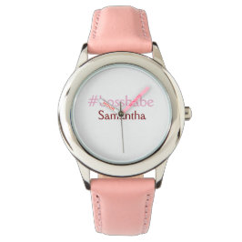 Bossbabe hashtag hellrosa hinzufügen Name Mädchen- Armbanduhr