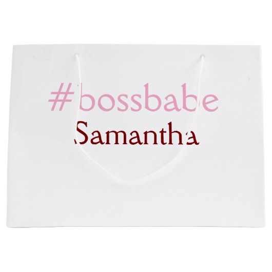 Bossbabe hashtag hellrosa hinzufügen Name Mädchen- Große Geschenktüte (Vorderseite)