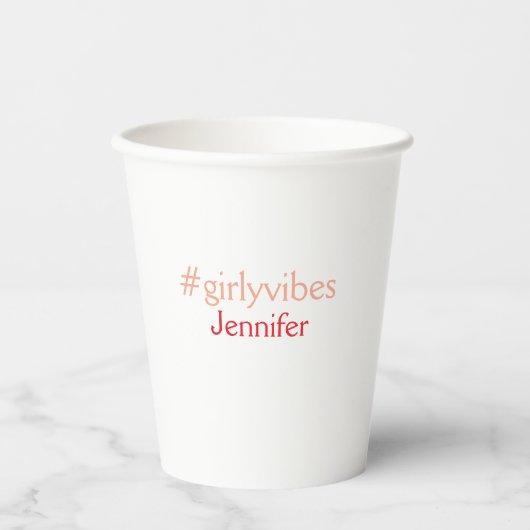 Bossbabe hashtag hellrosa hinzufügen Name Mädchen- Pappbecher (Vorderseite)