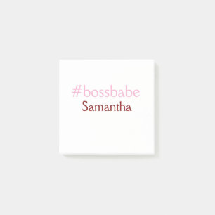 Bossbabe hashtag hellrosa hinzufügen Name Mädchen- Post-it Klebezettel