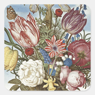 Bosschaert Blume Quadratischer Aufkleber