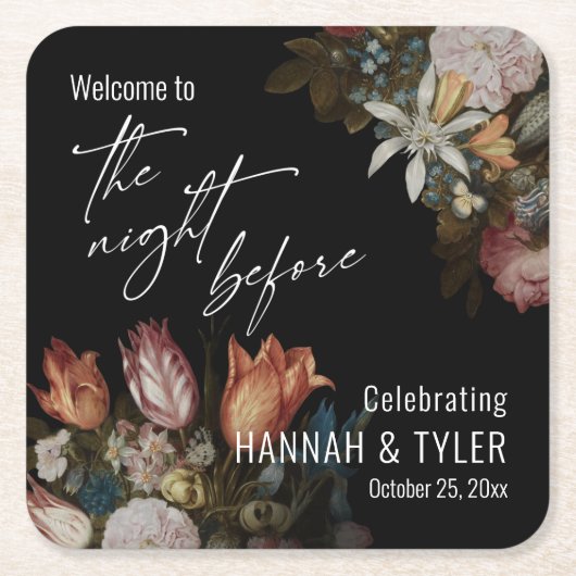 Bosschaert's "Blume in einem Glas" Die Nacht vor Rechteckiger Pappuntersetzer (Vorderseite)