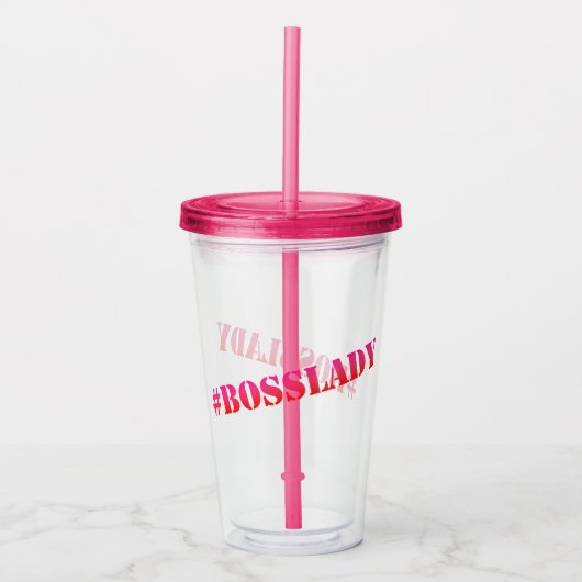 #Bosslady - Fun Girlpower Quote Acryltrinkbecher (Vorderseite)