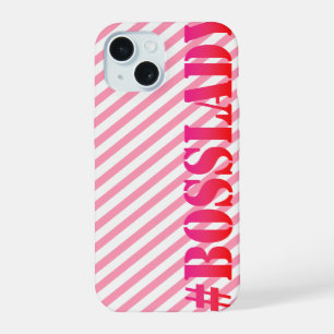 Bosslady - Lustiges rosa gestreiftes Mädchen-Power iPhone 15 Hülle