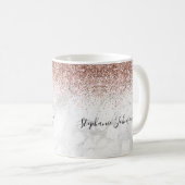 BossLady-Regeln Logo-Rose Gold Glitzer Marmorname Kaffeetasse (VorderseiteRechts)