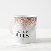 BossLady-Regeln Logo-Rose Gold Glitzer Marmorname