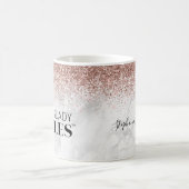 BossLady-Regeln Logo-Rose Gold Glitzer Marmorname Kaffeetasse (Mittel)